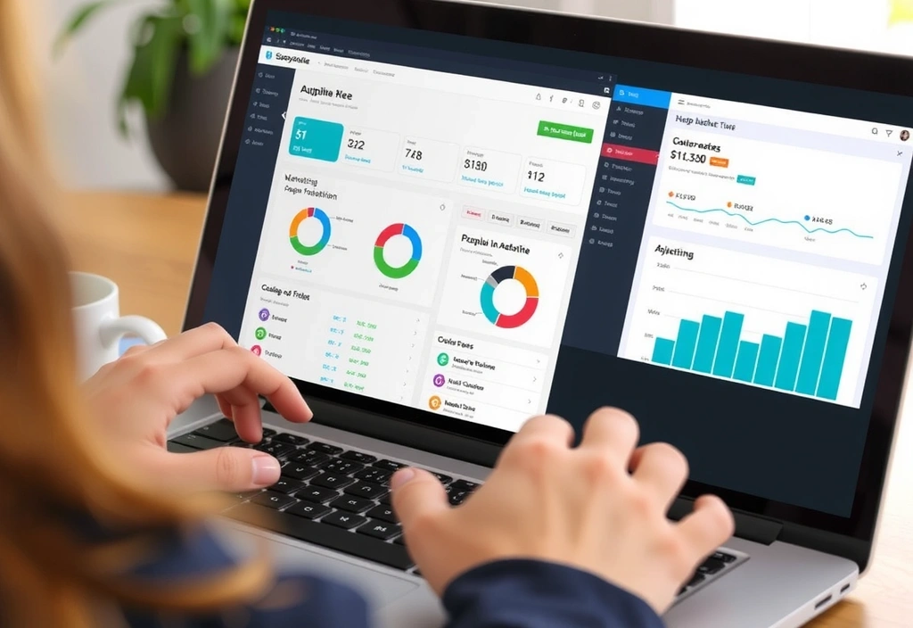 A person working on a laptop with multiple tabs open for optimization.