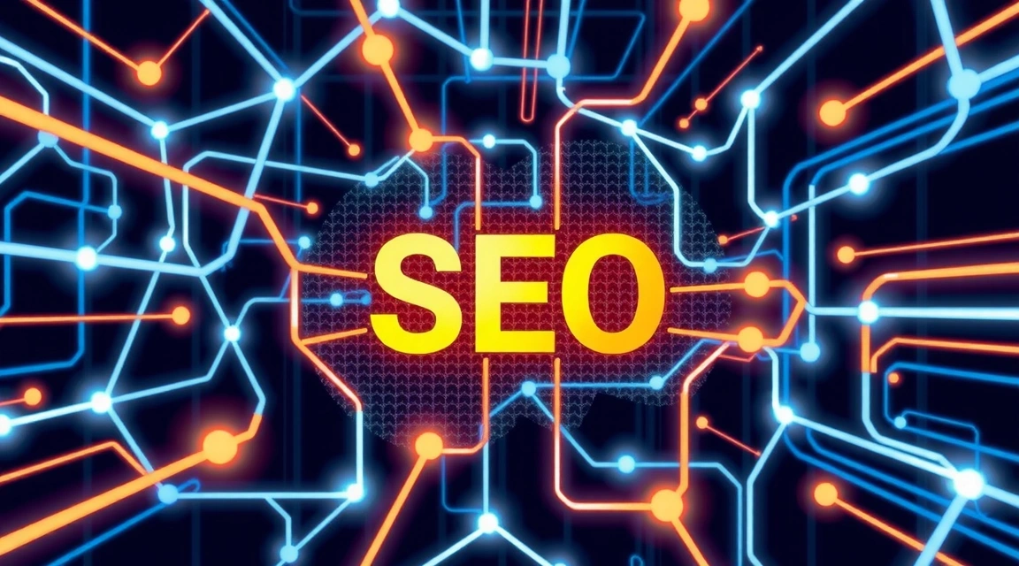 A complex network of interconnected servers and data flow, symbolizing the intricate nature of technical SEO and website infrastructure.