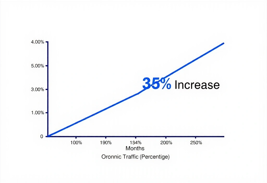 Graph showing 35% increase in organic traffic