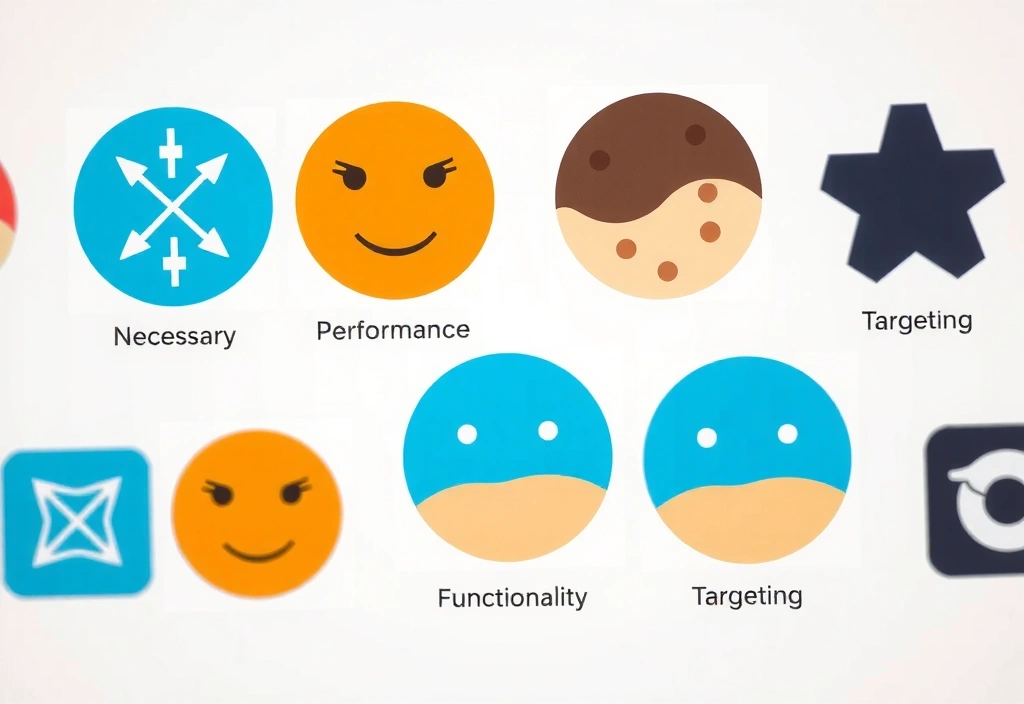 Diverse types of cookies arranged in a visually appealing pattern, representing different functions and data collection methods.