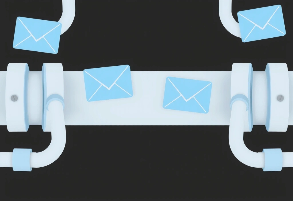 Automated email sequences flowing through a digital pipeline, symbolizing deployment