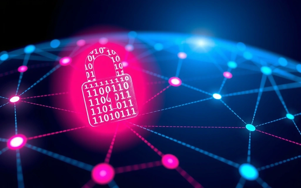 Digital privacy concept with padlock and binary code