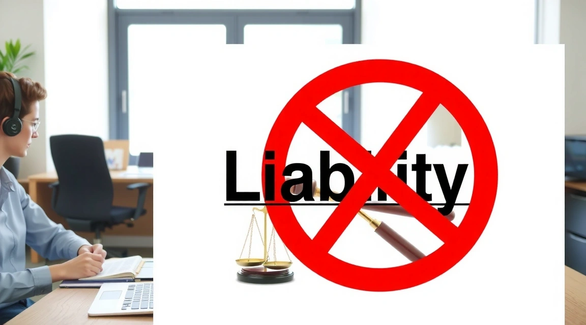 A 'no liability' sign with a blurred background, emphasizing disclaimers